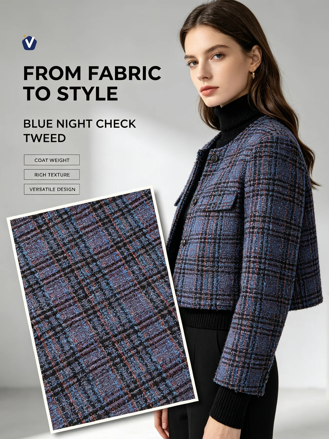 FP78933 | Tweed benang campuran premium | Set pakaian wanita