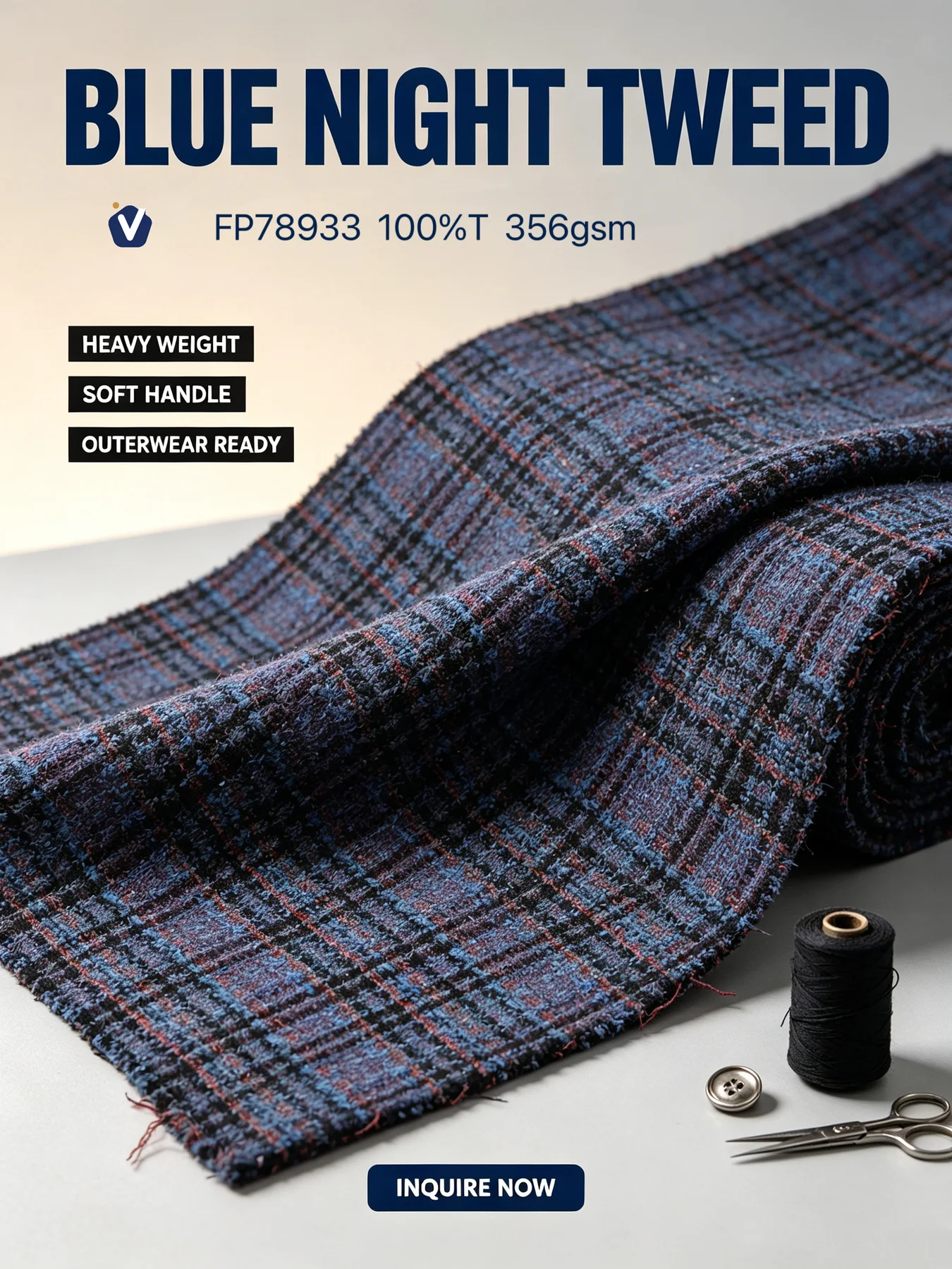 FP78933 | Tweed benang campuran premium | Set pakaian wanita