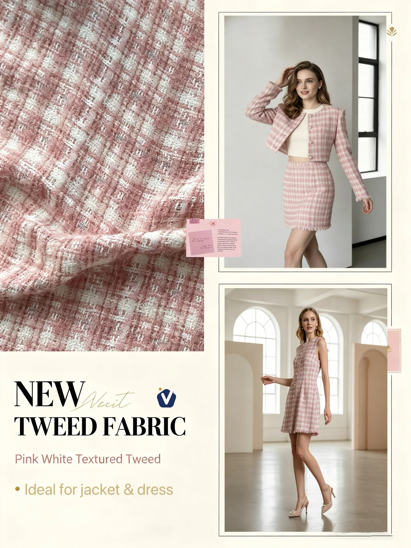FP79308 | Tweed benang campuran premium | Set pakaian wanita