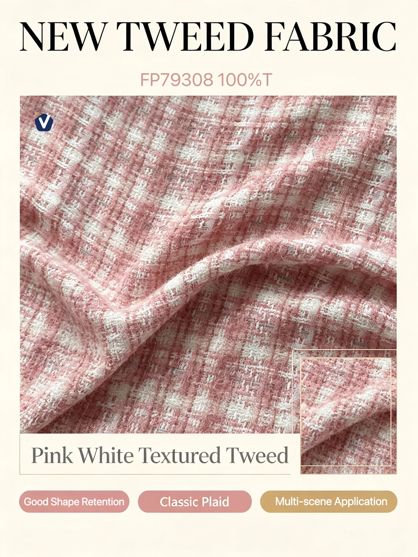 FP79308 | Tweed benang campuran premium | Set pakaian wanita
