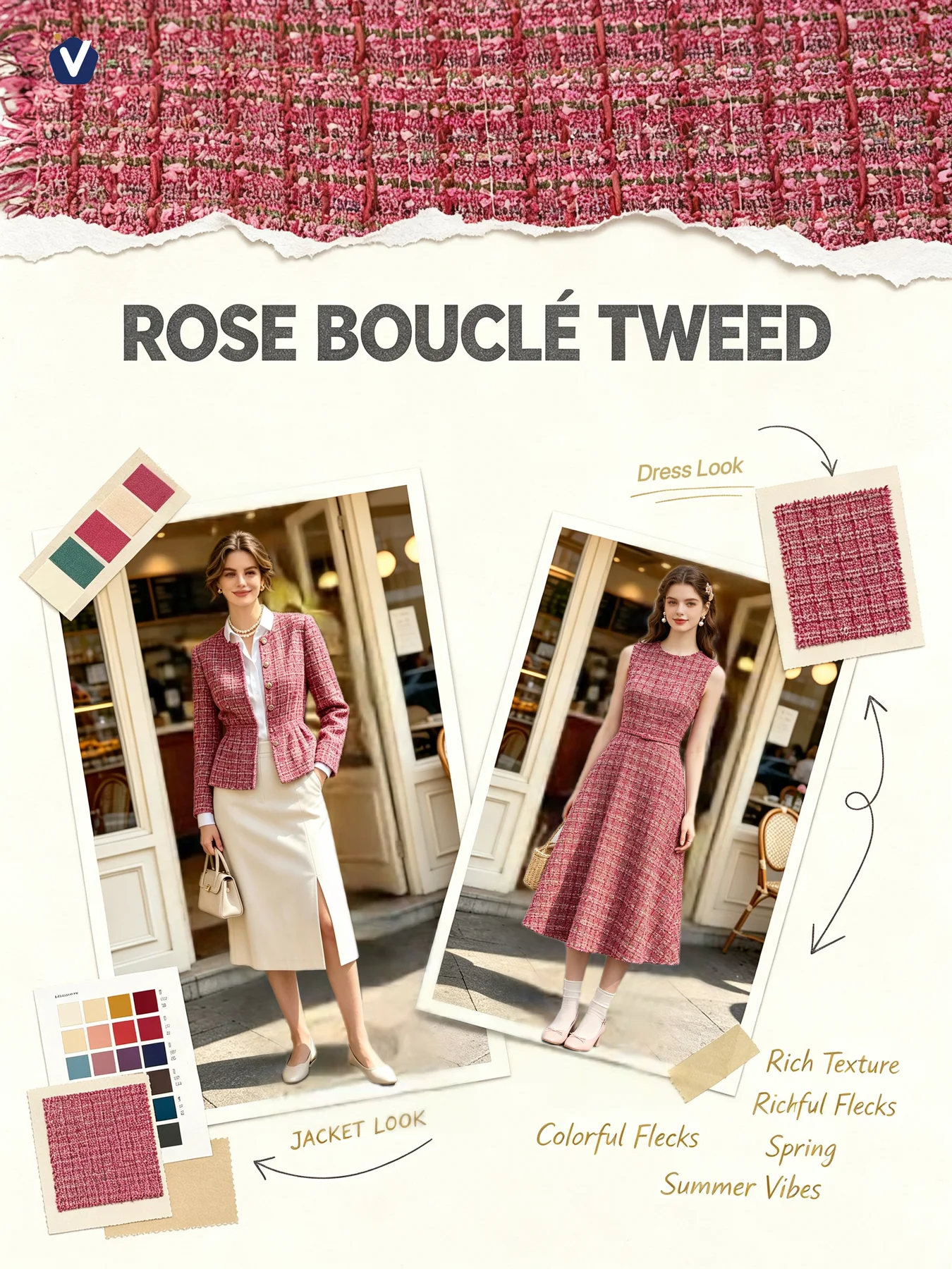 FP79311 | Tweed benang campuran premium | Set pakaian wanita