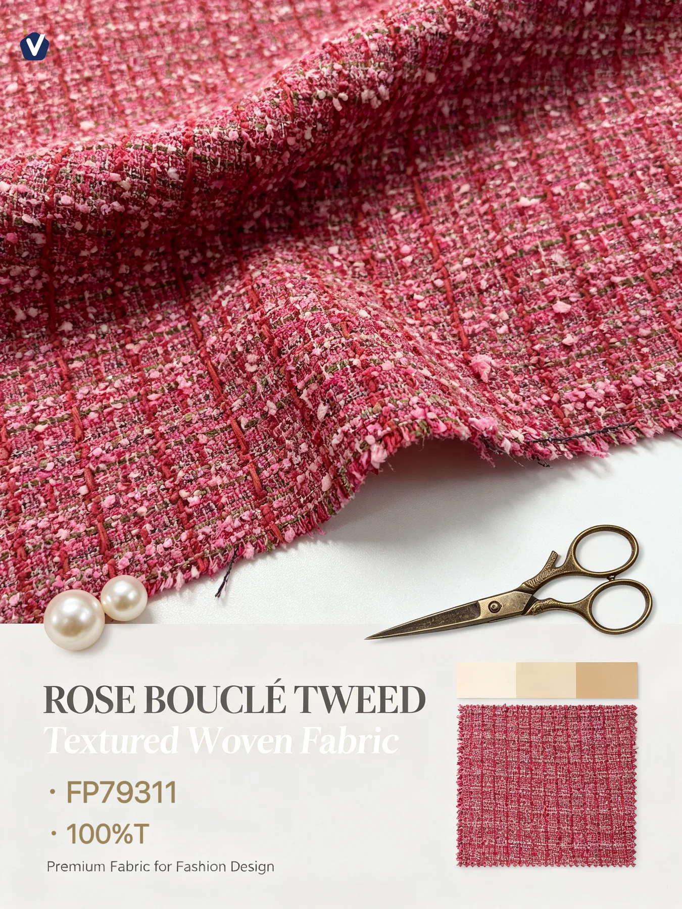 FP79311 | Tweed benang campuran premium | Set pakaian wanita