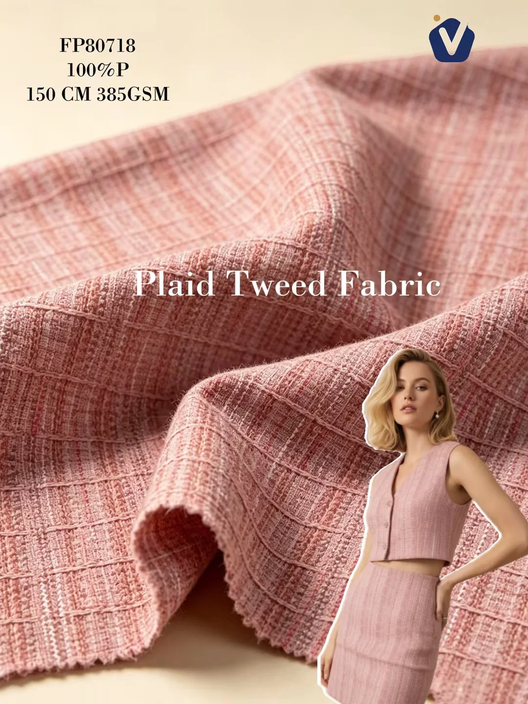 FP80718 | Tweed benang campuran premium | Set pakaian wanita