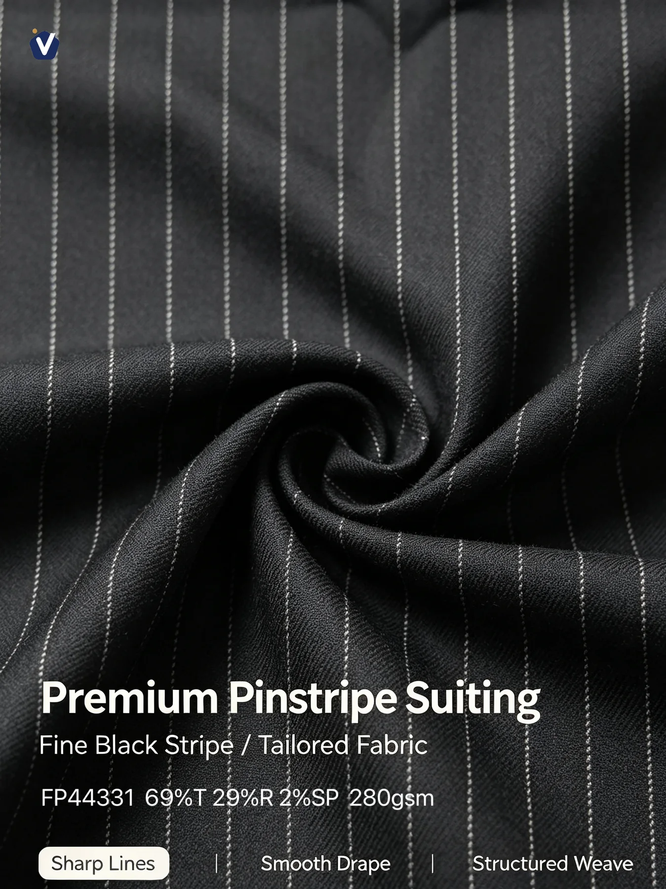 FP44331 | Structured black pinstripe suiting | Suits, waistcoats and skirts