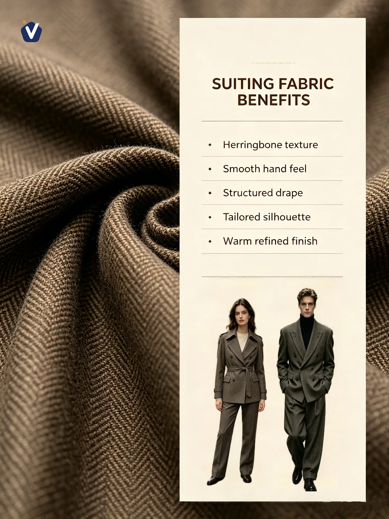 FP73481 | Fabrik sut herringbone sentuhan wol | Sut dan kot berpotongan