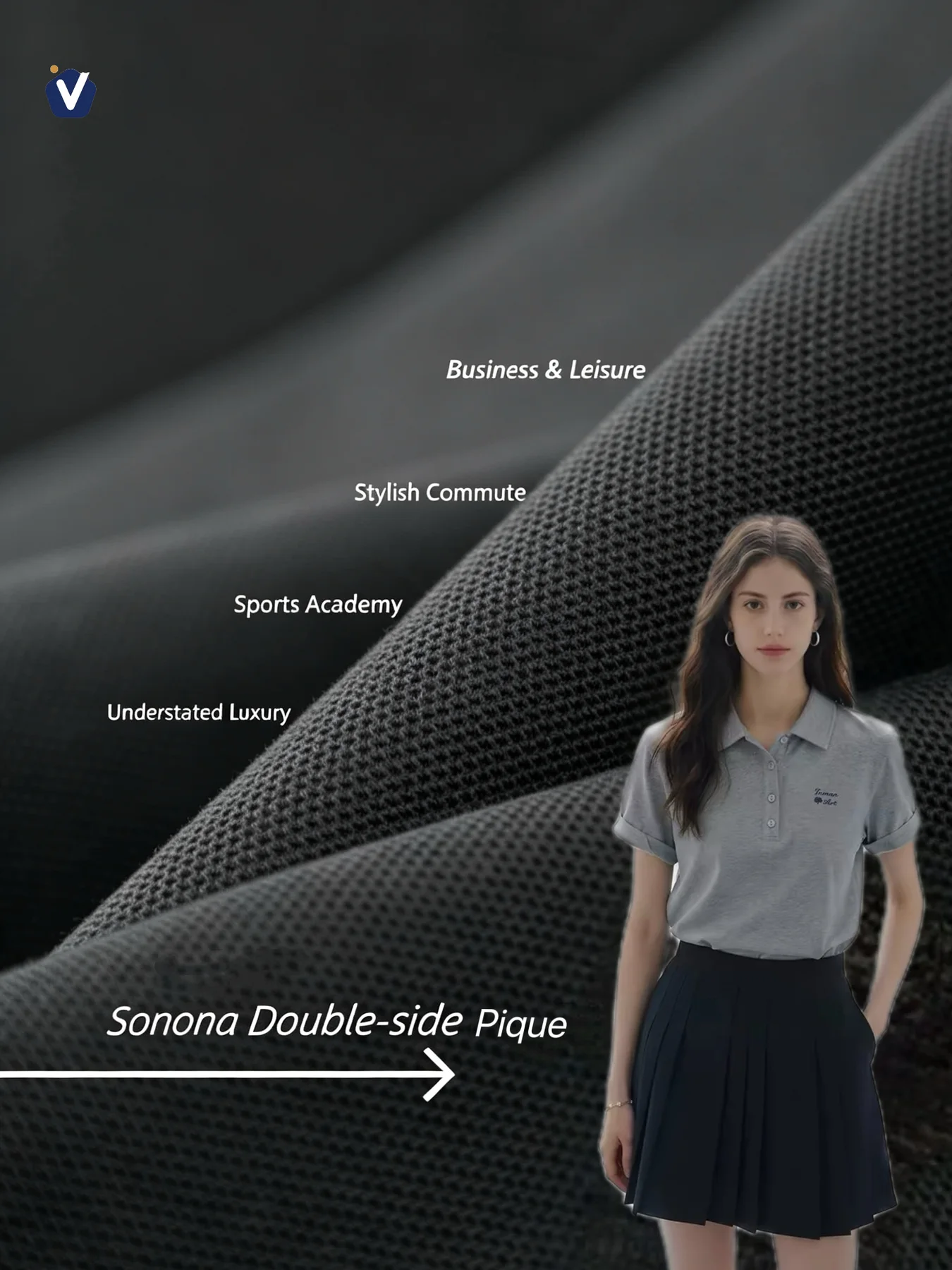 FP77879 | Pique dua muka Sorona berdaya pulih | Polo dan pakaian sukan sekolah