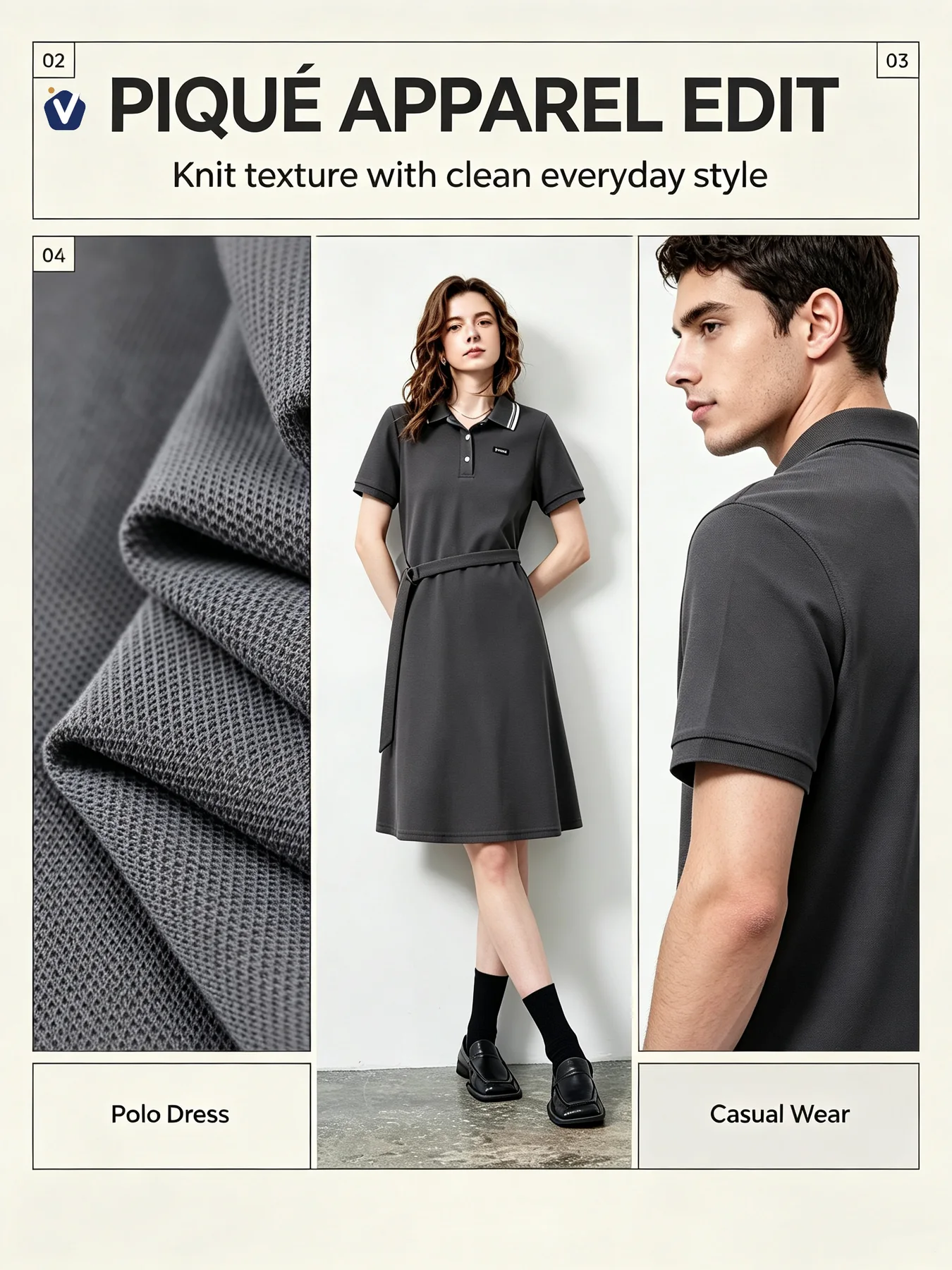 FP77880 | Pique halus dan lembut | Gaun polo