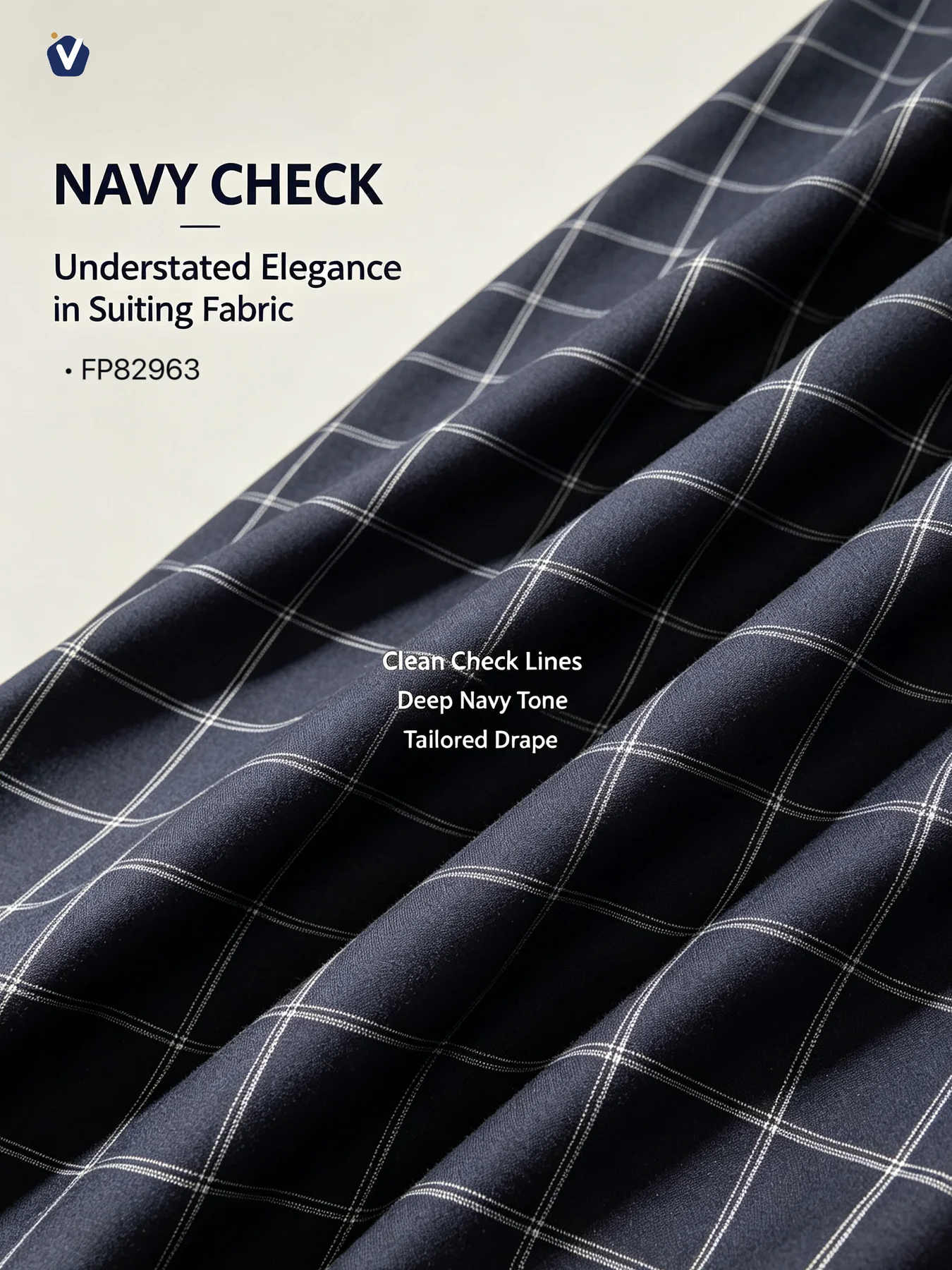 FP82963 | Fabrik sut windowpane biru gelap | Sut lelaki dan pakaian kasual kemas