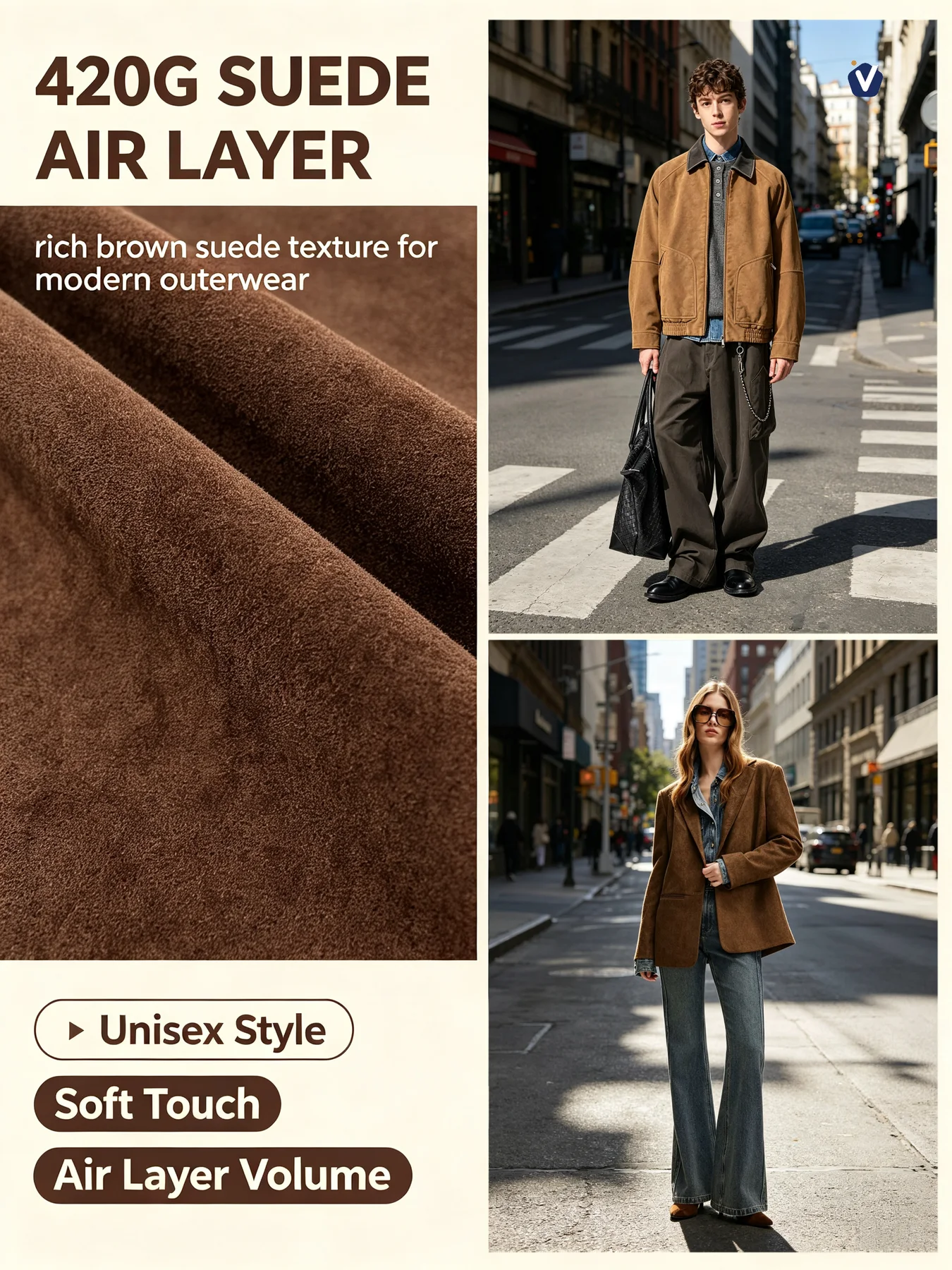 FP87068 | 420 g suede air-layer fabric | Unisex structured outerwear
