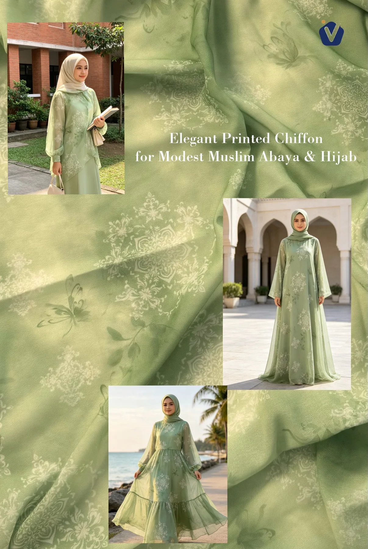FP87441 | Sifon bercetak tahan pudar | Abaya dan hijab