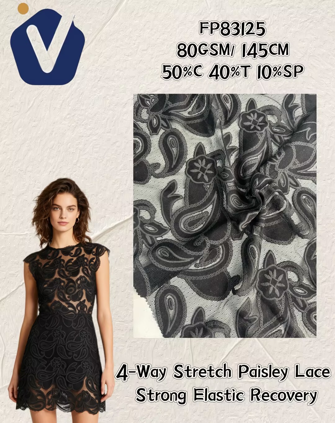 FP83125 | Shimmering openwork lace | Dress