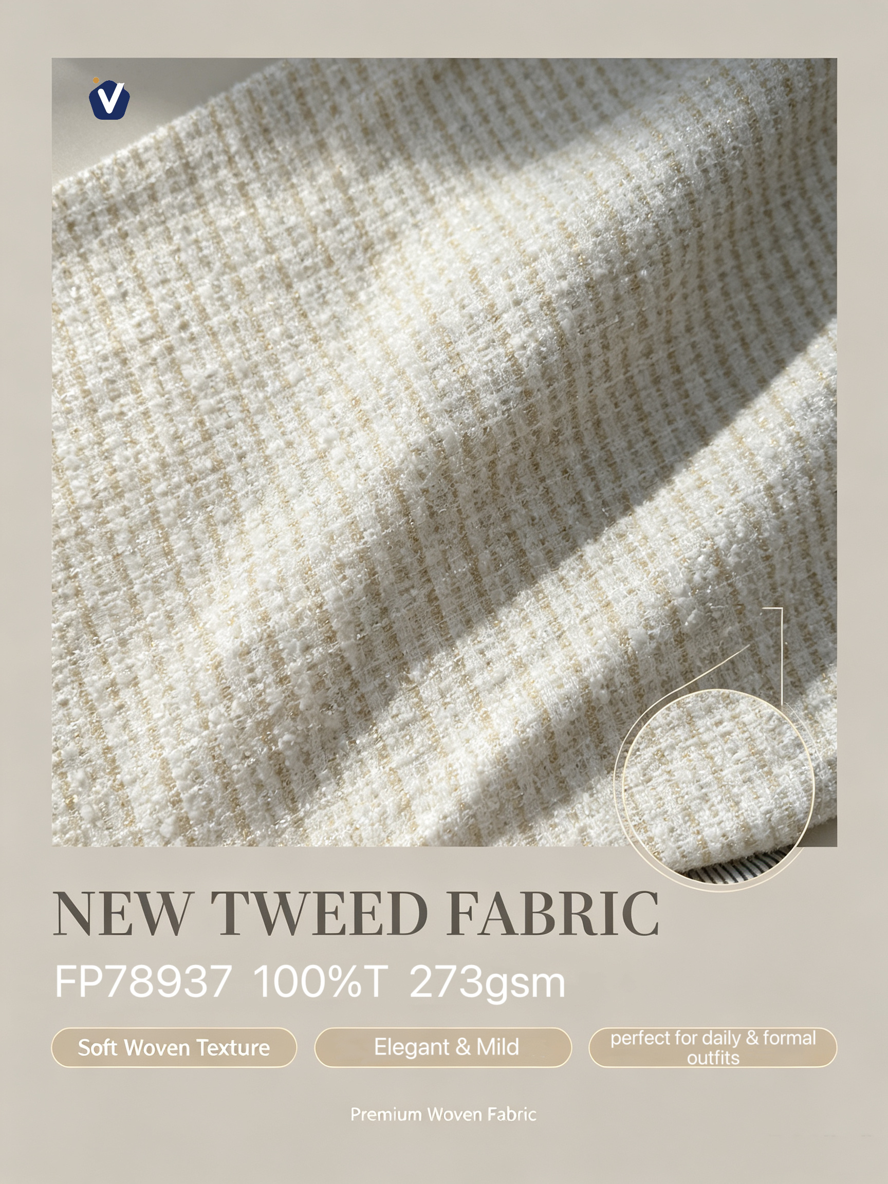 FP78937 | Tweed benang campuran premium | Set pakaian wanita