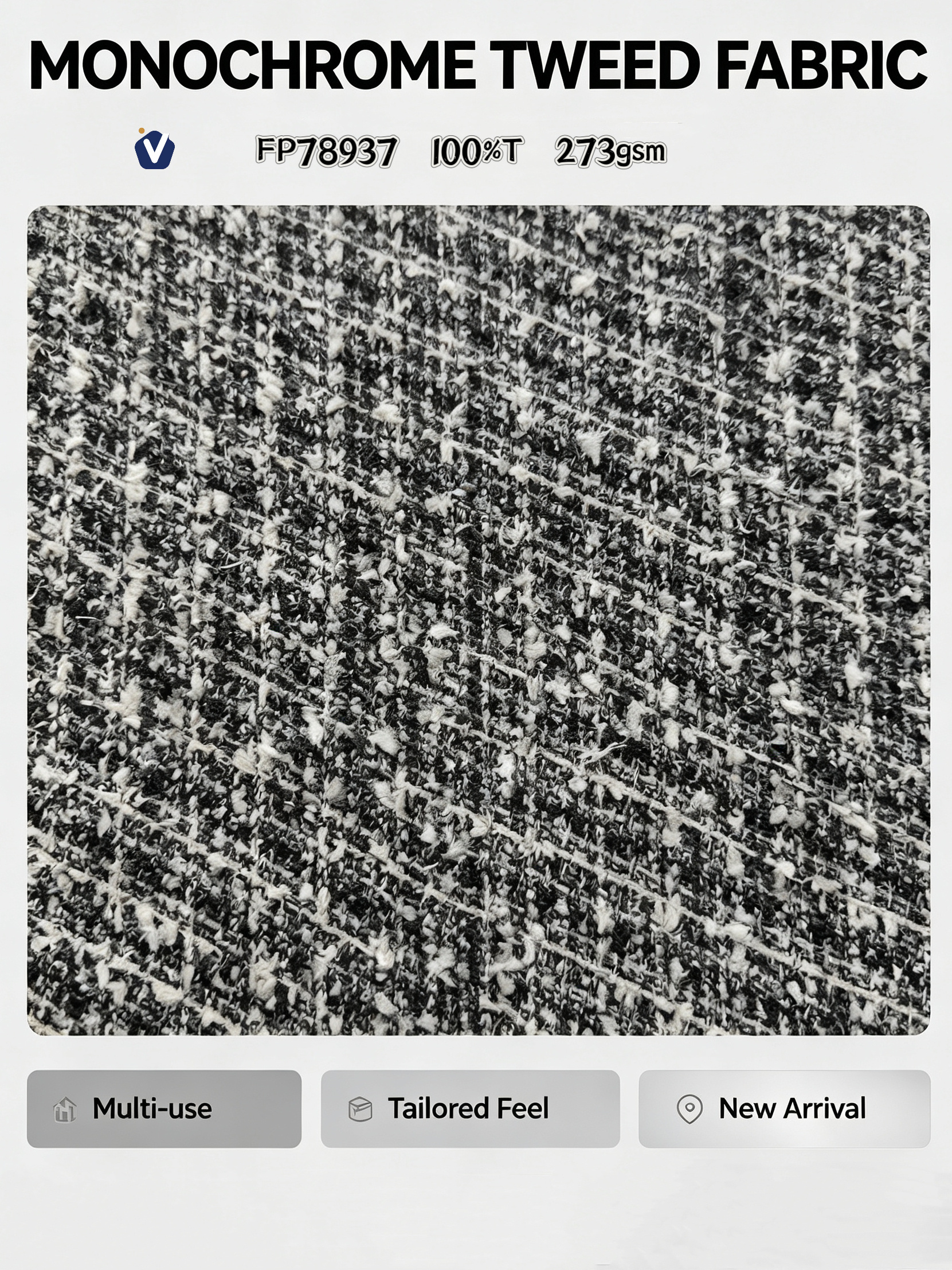 FP78937 | Tweed benang campuran premium | Set pakaian wanita