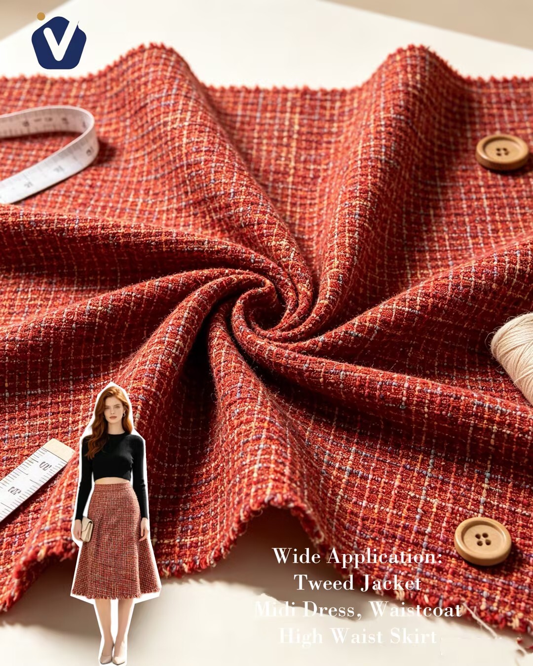 FP78341 | Tweed campuran wol hangat | Set pakaian wanita